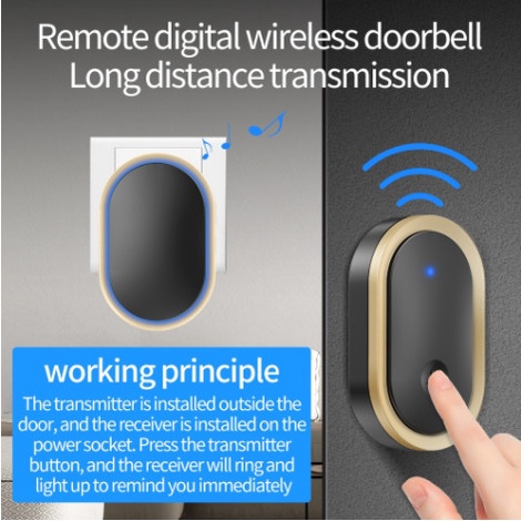 Angel Bel Pintu Rumah Wireless Listrik Baterai Alarm Door Waterproof