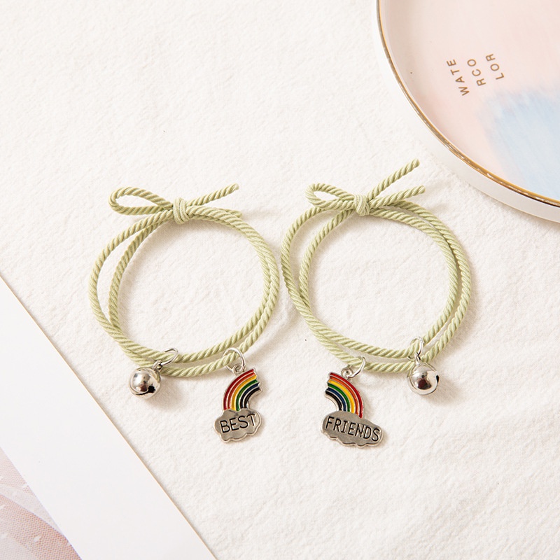 Rainbow bell girlfriends Bracelet a pair of female students Korean version simple rainbow clouds splicing friendship headband Bracelet female