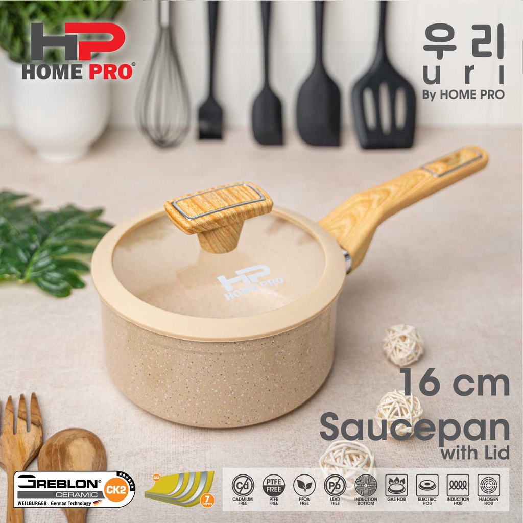 HomePro - Uri Series Granite Ceramic Saucepan 16 cm with Lid - Panci Susu Serbaguna