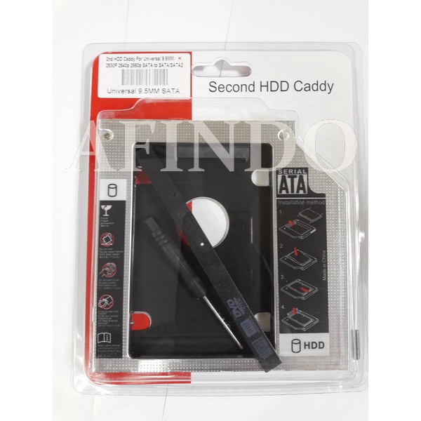 Second HDD/SSD Caddy 9.5mm SATA to SATA Hard Drive Adapter For Laptop