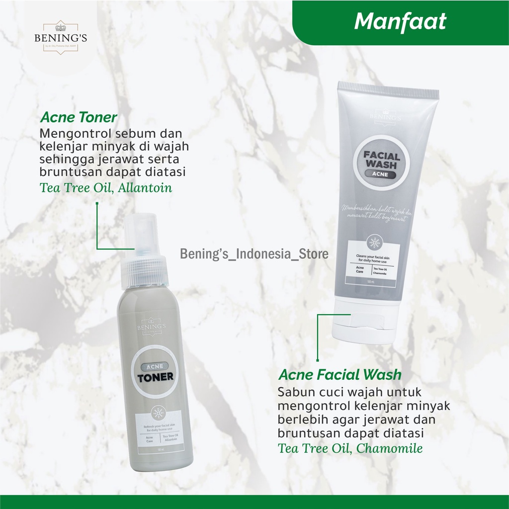 Bening Skincare Dr Oky Pratama Paket Acne Terbaik (Free Gift) Benings Skincare - Benings Clinic Paket Jerawat-2