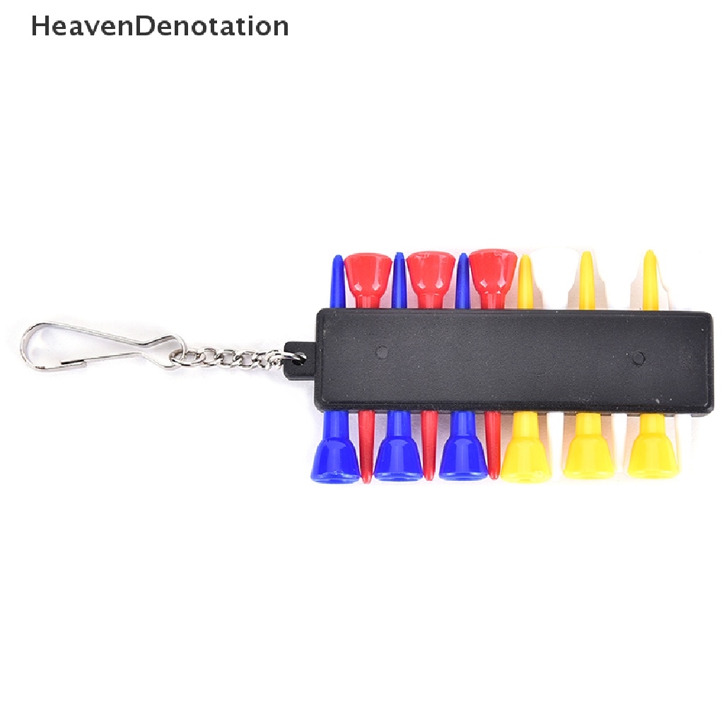 (Heavendenotation) 1pc Holder Tee Golf Bahan Plastik Dengan 12 Tee + 3 Penanda Bola + 1 Gantungan Kunci