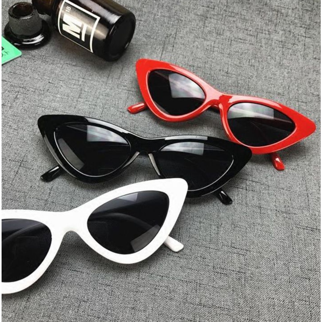 Kacamata Cat Eye Triangle Segitiga Wanita Sunglasses Kacamata Hitam Korean Ulzzang Triangle Vintage Cat Eye Sunglasses Women Men KC003