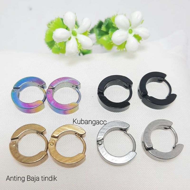 Anting Tindik Pria Wanita Anting Baja Putih Anti Karat Subang Titanium Kubang_Store93