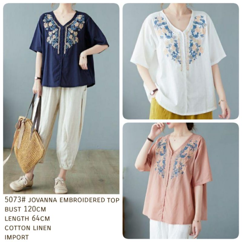 MDLV ~ 5073 Jovanna Embroidered Top Atasan Blouse Wanita Fashion import