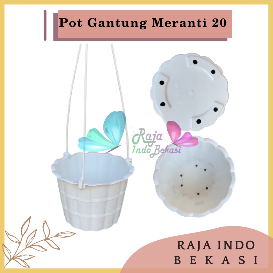 Pot Gantung Meranti 20 Putih Pot Bunga Gantung Motif Gentong Mirip Country Murah Termasuk Tali Pot Bunga Gantung Murah Grosir Unik Plastik Putih