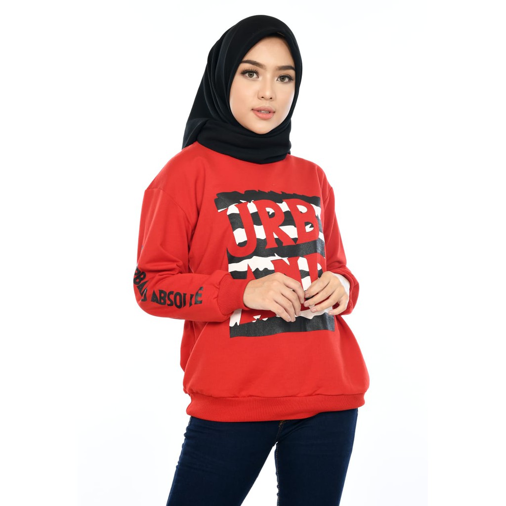 X Urband Sweater Oblong Wanita Kirei Crewneck A143