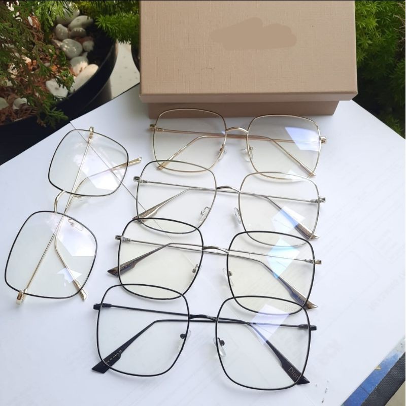 Frame Kacamata kode Stellar Full Besi Kotak Besar + Lensa Anti Radiasi Minus