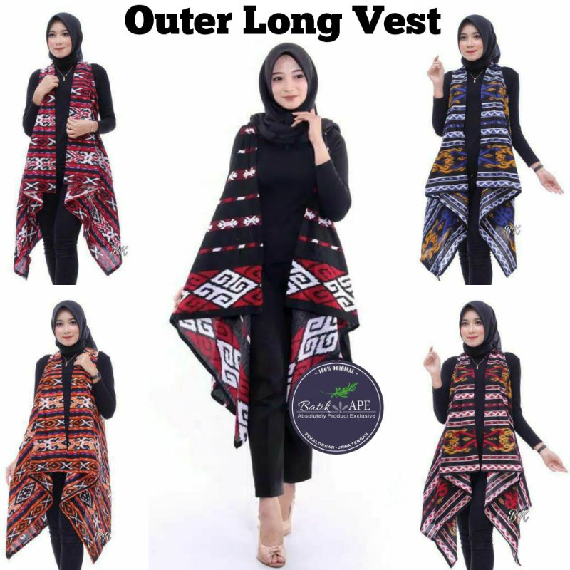 OUTERWEAR BLAZER OUTER LONG VEST LONGVEST BOLERO PANJANG BATIK MOTIF SONGKET TENUN MODERN MURAH