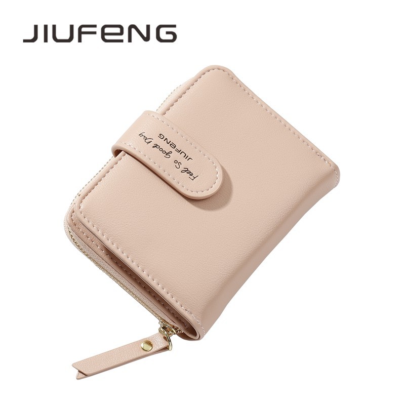 JIUFENG Dompet Koin Zipper Wanita Korea Fashion Pendek Serba Guna Resleting