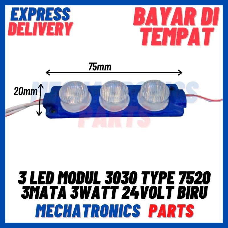 [DSP-9111] 3 LED MODUL 3030 TYPE 7520 LED 3 MATA 3 WATT 24 VOLT BIRU