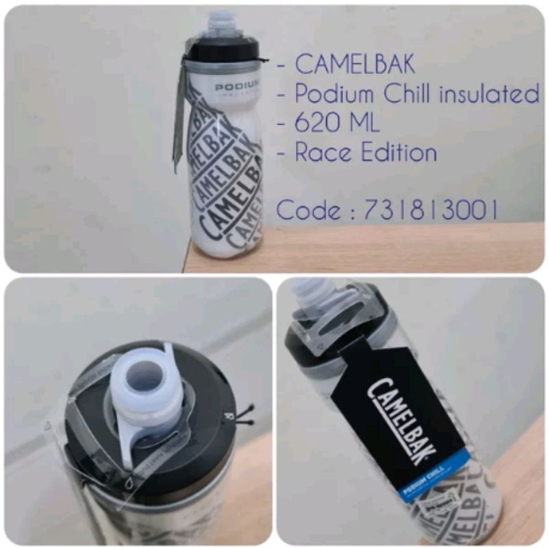 Bottle Camelbak Podium Chill Race Edition 620 ML insulated White Black Botol code 731813001