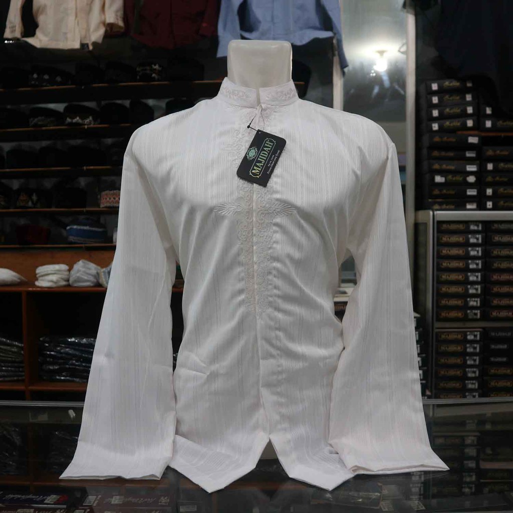 baju muslim pria koko putih lengan panjang MAJIDAH M 426