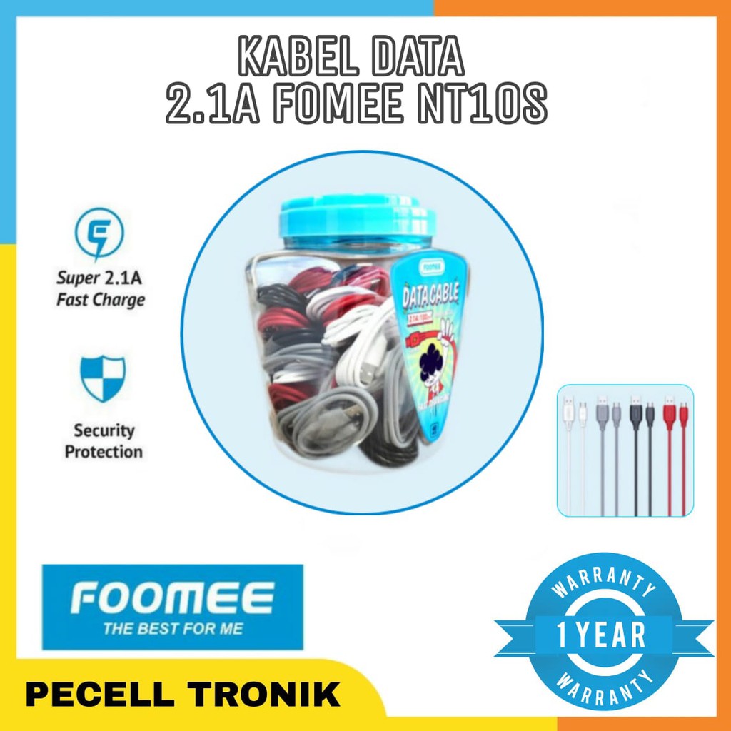 Kabel Data Cable Casing Charger Micro USB Panjang 1M 2.1A Fast Charging Grosir Toples Foomee NT10