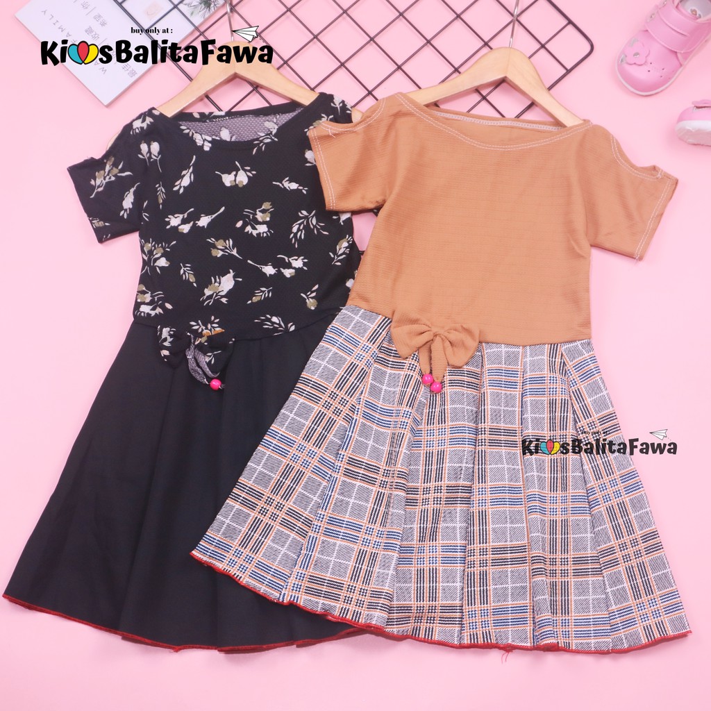 Dress Sabrina Pita 4-5 Tahun / Dres Anak Perempuan Lengan Motif Murah Pesta Fashion Baju Cewek Dres