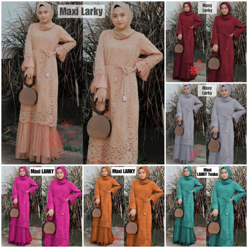 STAFA - Baju Gamis Muslim Terbaru 2021 Baju Pesta Wanita kekinian gaun remaja Muslimah Larky