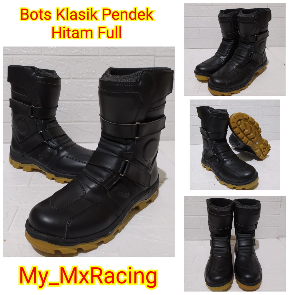 sepatu cross clasik sepatu trail vintage kualitas premium for trabas or adventure hitam pol pendek