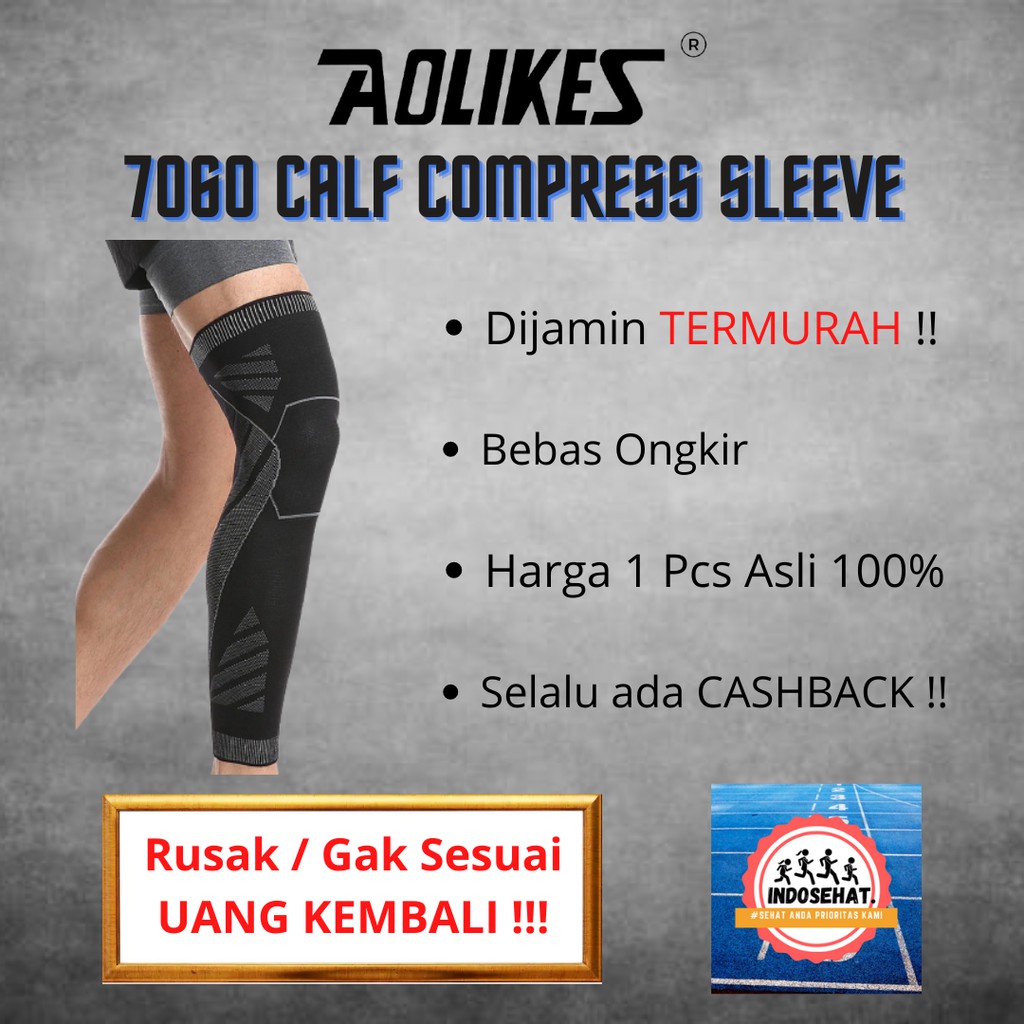 AOLIKES 7060 Leg Sleeve Calf Compression Knee Support / Deker Pelindung Lutut Kaki Panjang Olahraga