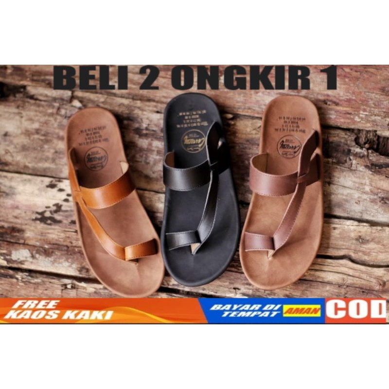 (COD) 05 SANDAL FULL ASLI CEVANY 05 IMPLUSE HITAM COKLAT TAN KULIT ORIGINAL CH LEATHER