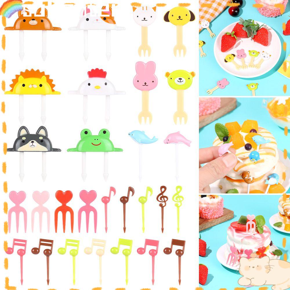 SOLIGHTER Cartoon Fruit Fork Animal Toothpick Bento Fork Tableware Party Decoration Cute Decorative Kitchen Supplies