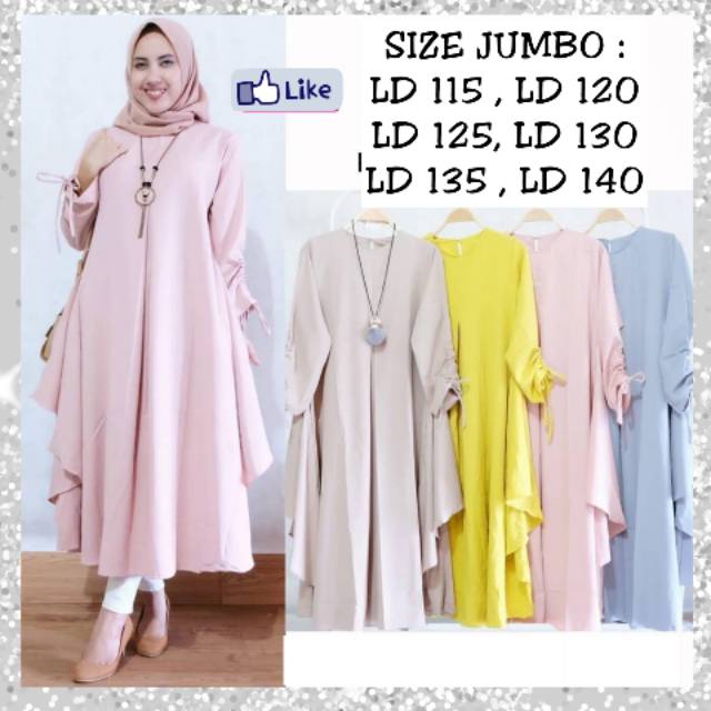 BAJU ATASAN UKURAN S/M/L/XL/XXL & JUMBO LD 115/LD 120/LD 125/LD 130/LD135/LD140 BUSANA MUSLIM WANITA