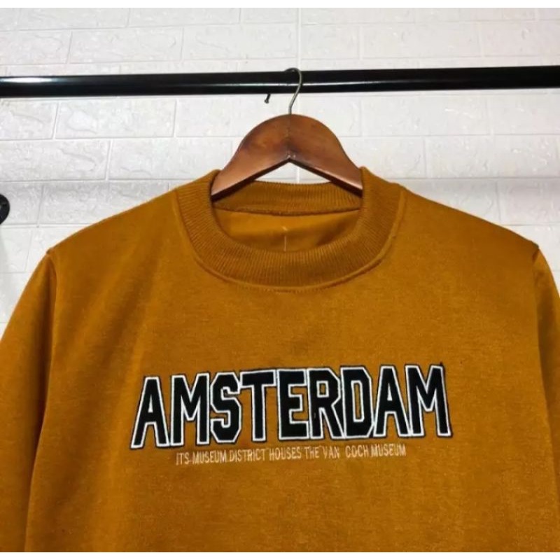 Sweater Amsterdam Crewneck Full Bordir Premium Lembut Halus