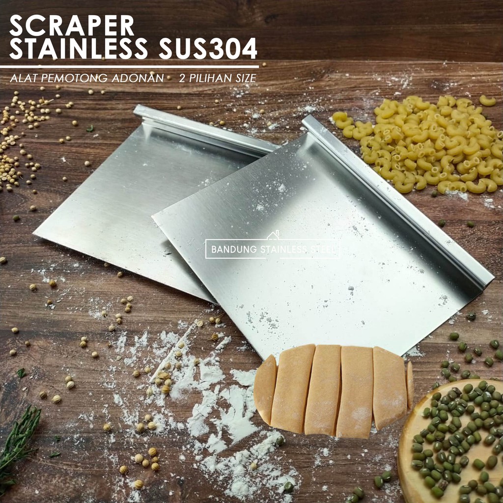 SUS304 Scraper Stainless Steel Dough Cutter Alat Pemotong Adonan Mie Kue Roti Cakue