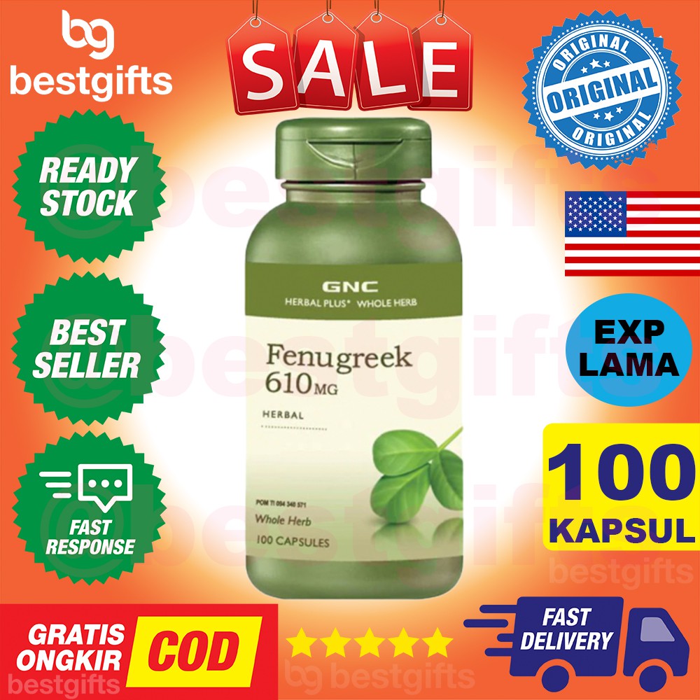 GNC HERBAL PLUS WHOLE HERB FENUGREEK 610 MG IBU MENYUSUI GULA DARAH DIABETES PENCERNAAN 100 KAPSUL