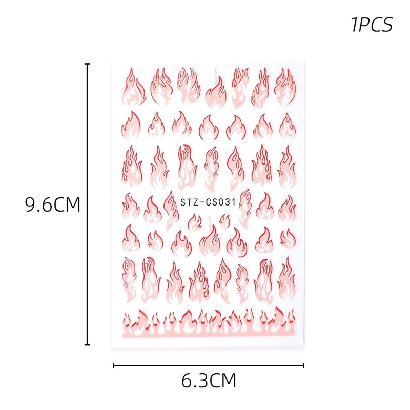 1 Lembar / Pak Stiker Kuku 3d Transfer Air Motif Ular Hitam / Bintang / Daun / Api Untuk Dekorasi Nail Art Diy