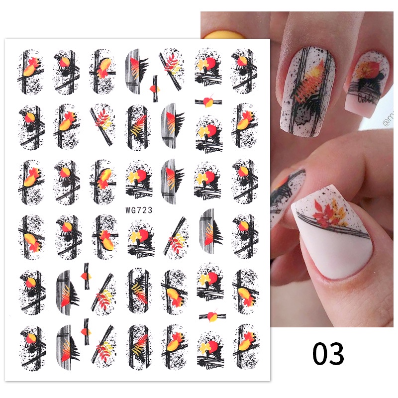 1 Pc Stiker Kuku Foil Desain Daun Maple Bunga Musim Gugur Warna Emas Untuk Dekorasi Manicure