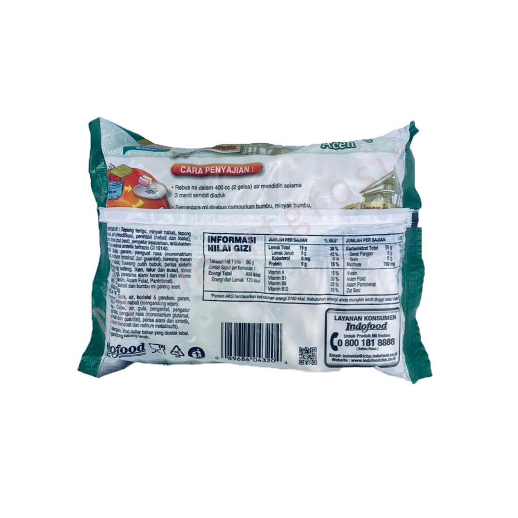 Indomie / Mie Goreng Aceh / Mi Instan / 90g