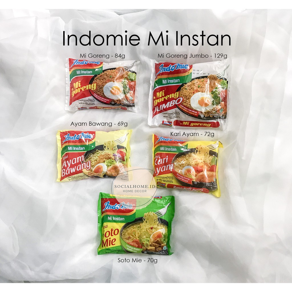 

Indomie Mie Mi Instant Instan - Ayam Goreng Jumbo, Kari Ayam, Ayam Bawang, Soto Mie