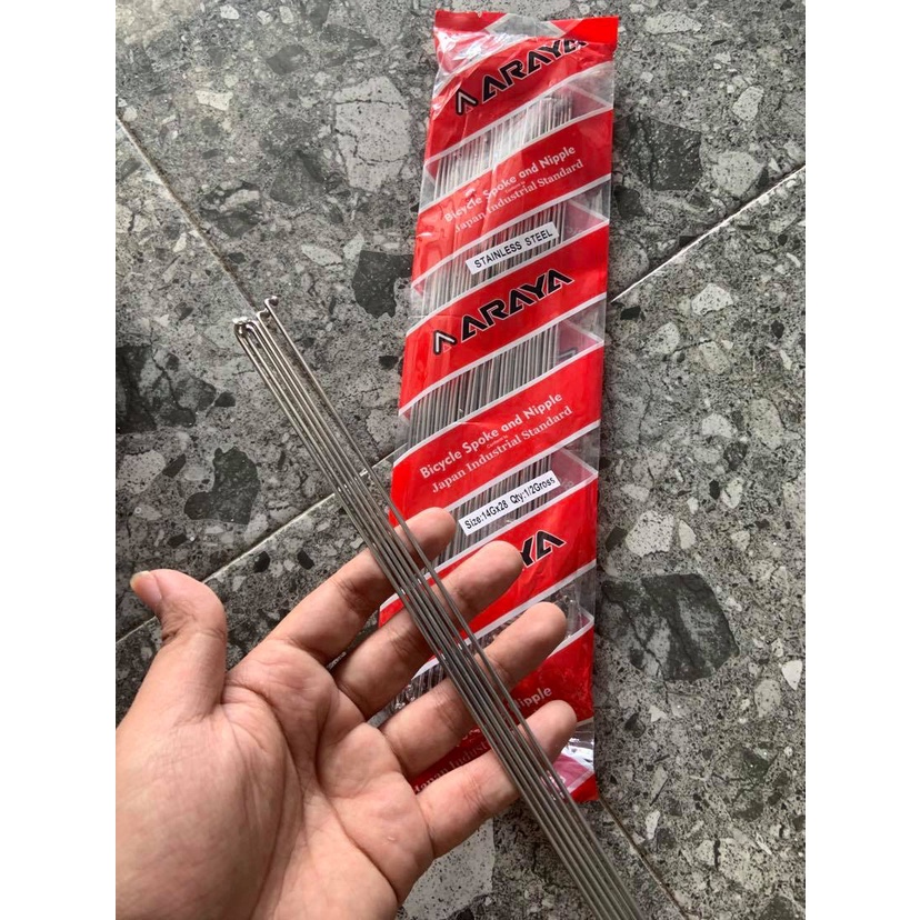 Ruji Jari Jari Spoke 14G x 308 mm Sepeda Onthel Kebo Unta UNTO 28 STAINLESS STEEL ARAYA