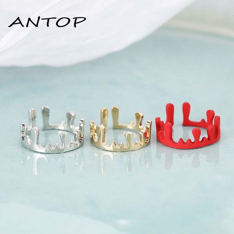 Fashion Sederhana Tidak Teratur Mahkota Cincin Pembukaan Adjustable Temperamen Cincin Wanita Perhiasan Aksesoris ANTOP