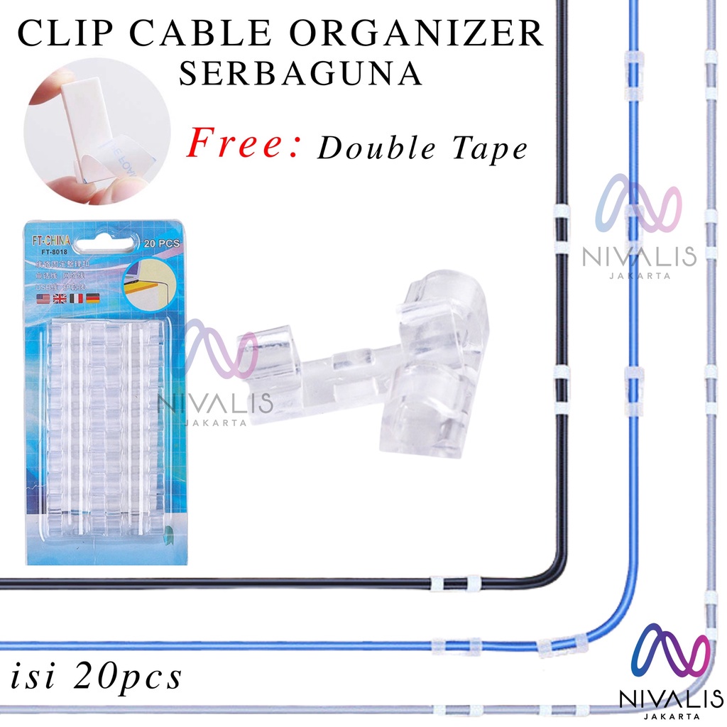CLIP CABLE ORGANIZER CLAIM CABLE / IKAT KABEL TEMPEL JEPITAN KABEL TANPA PAKU DAN BOR KLIP KABEL