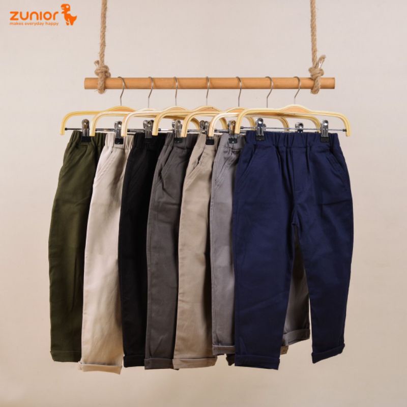 Celana Chino Panjang Anak Laki-Laki dan Perempuan Premium Zunior Krem 1-12 Tahun