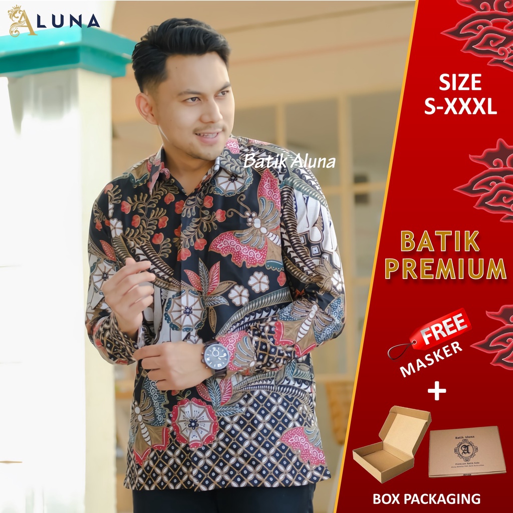 KEMEJA BATIK PRIA LENGAN PANJANG PREMIUM REGULAR KANTOR MODERN BATIK ALUNA PCW 010