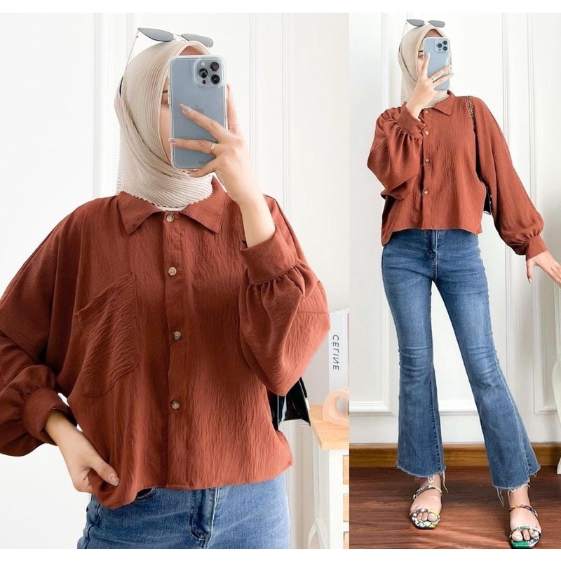 malvin croptop blouse crincle oversize