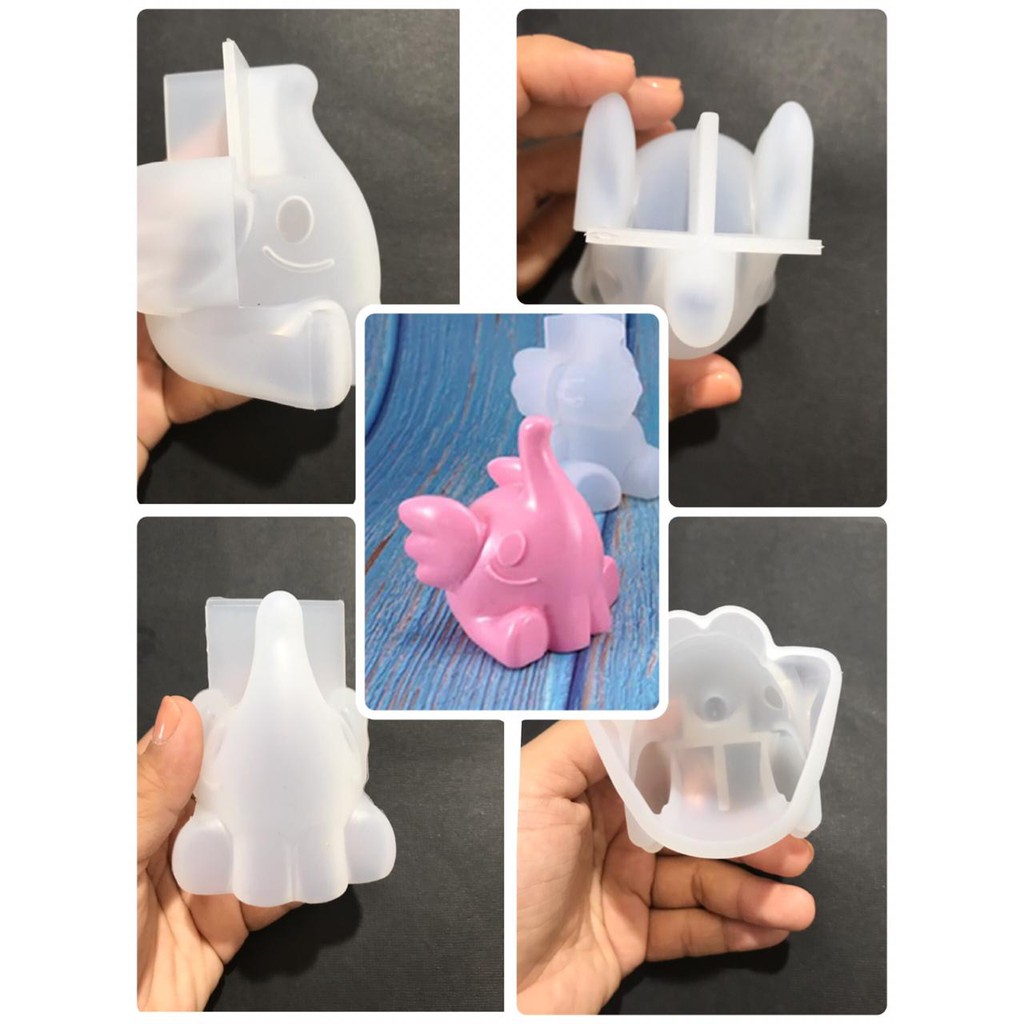 cute elephant mold resin clay candle craft kerajinan tangan cetakan