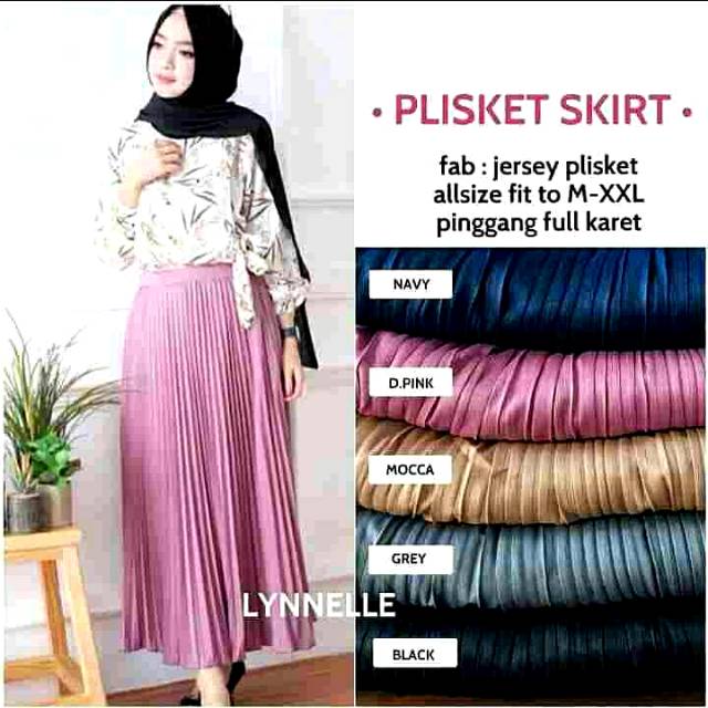 Rok plisket..pj 90..Lp 58-98..karet pinggang full