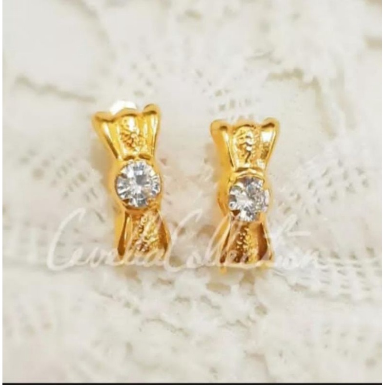 Anting Jepit Klip Pita Emas Muda 1 gram