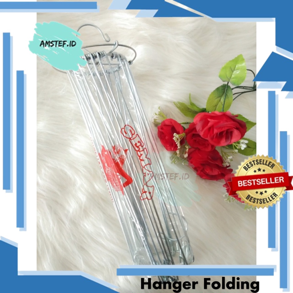Hanger folding stainless / hanger bulat stainless / Hanger baju bayi stainless