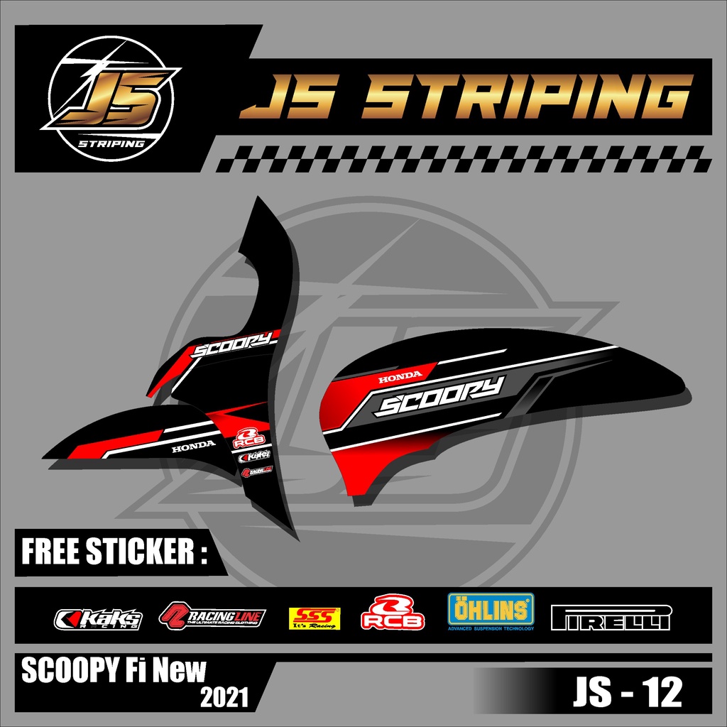 STRIPING SCOOPY NEW 2021 - Sticker Striping Variasi list HONDA SCOOPY 2021 JS-12 racing