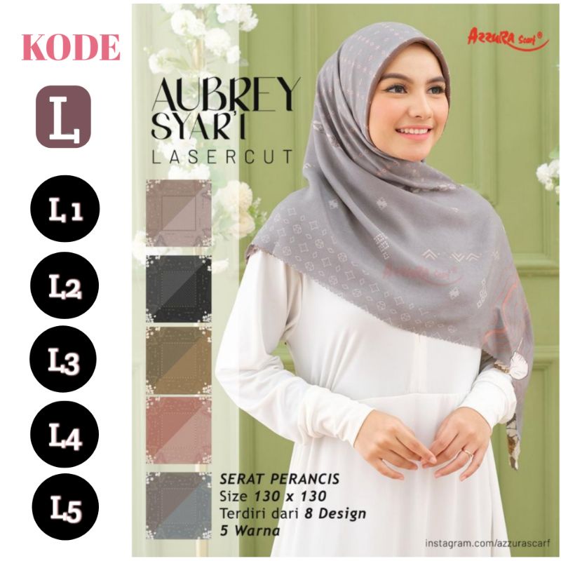 Jilbab segi empat motif jumbo aubrey azzura scarf Seri L Hijab syar'i Azzura jilbab motif jumbo
