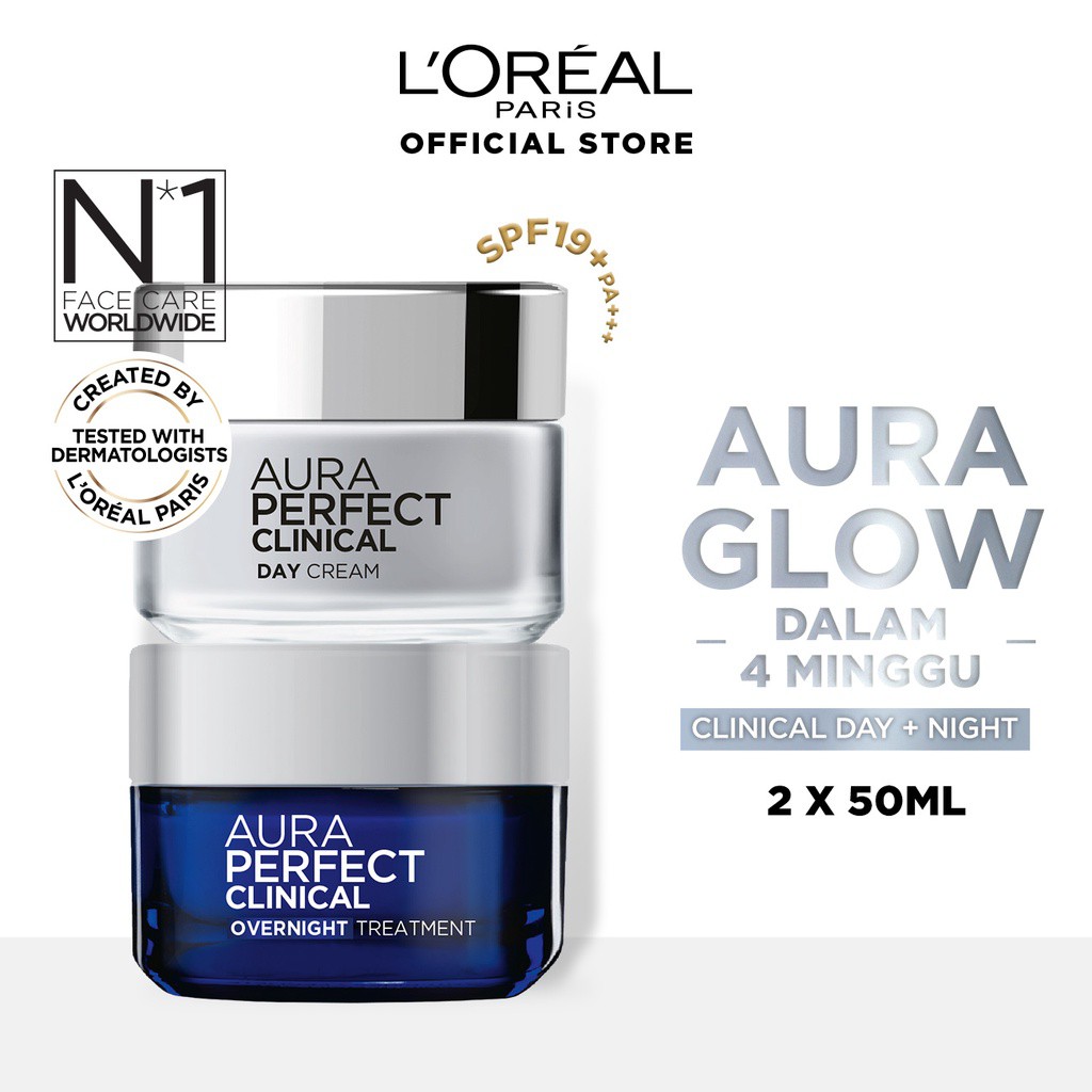 L'oreal Paris CLINICAL AURA Perfect Day Night Cream Dermo Expertise 50 ml Krim Siang Malam Loreal
