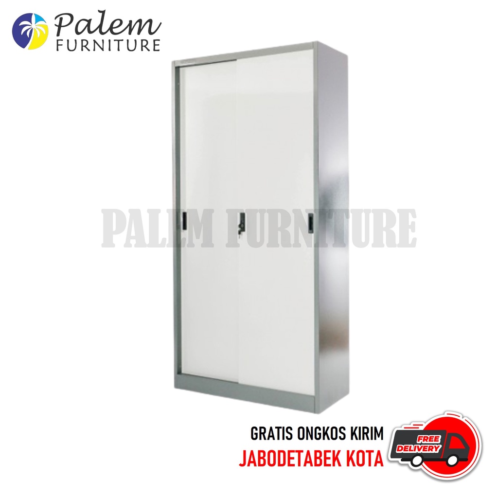 Lemari Besi Lemari Arsip 2 Pintu Sliding Plat Besi Kunci Import