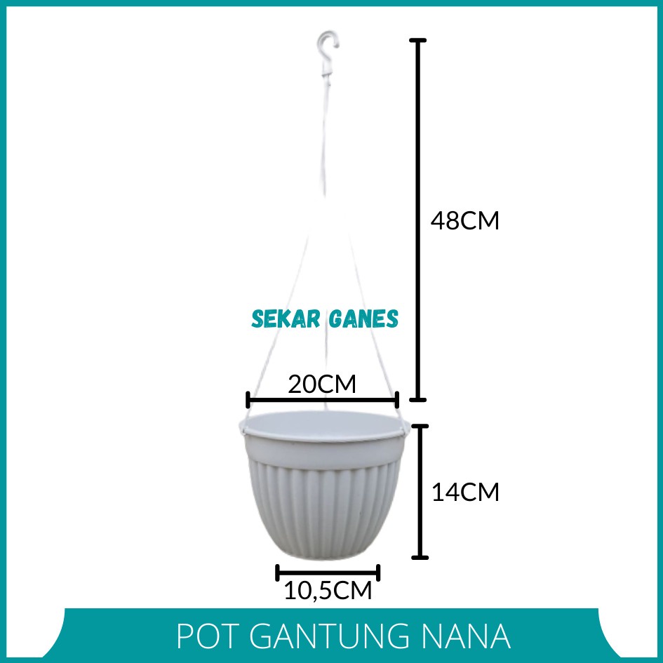 SEKARGANES Pot Gantung Nana 20 Putih Mirip Pot Gantung Pumba Uk 20 Warna PUTIH-HITAM