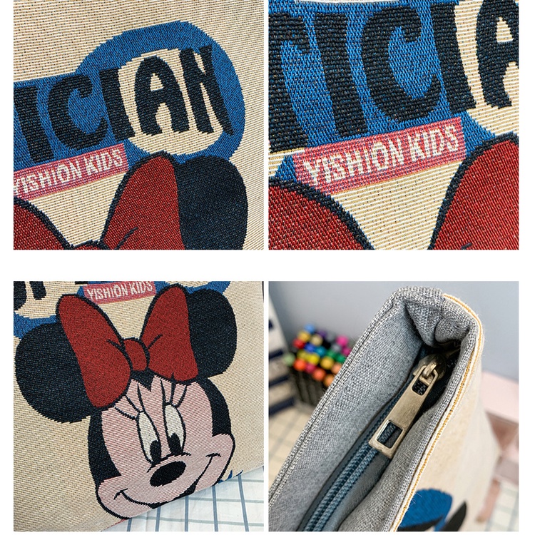 BAO001 Disney Totebag Canvas Kanvas Wanita Lucu Mickey Minnie Mouse Donald Totebag Kanvas Tas Karakter Tas Bahu student shopping bag shoulder bag embroidered bag