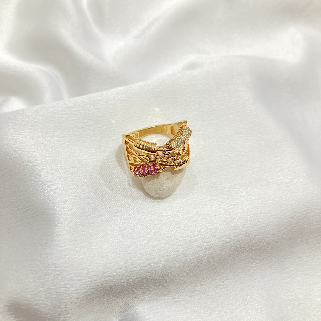 Cincin Mata Merah Lapis Emas Aksesoris Fashion C18#