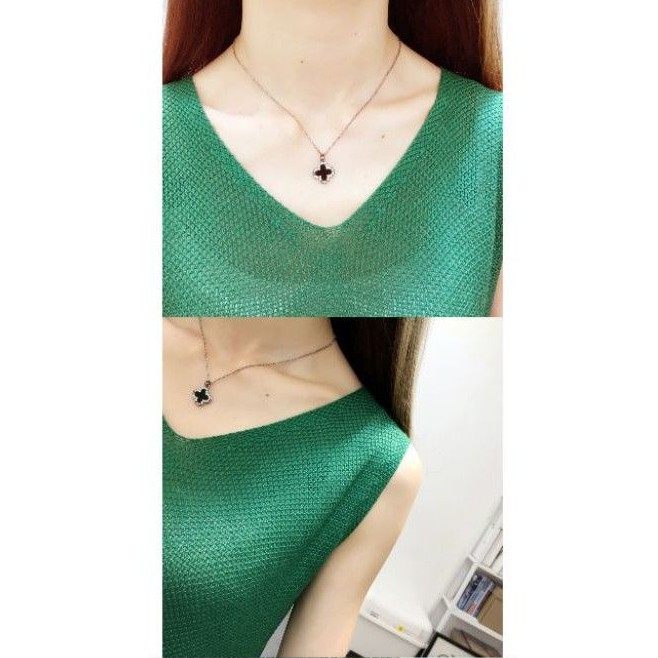 Tank Top Rajut Import Kombinasi Kaos V Neck Kaos Rajut Longgar Atasan Rajut Kaos Rajut